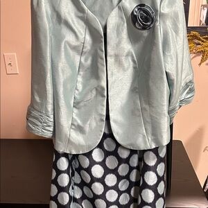 Dana Kay Teal Blazer and Polka Dot Dress Ensemble